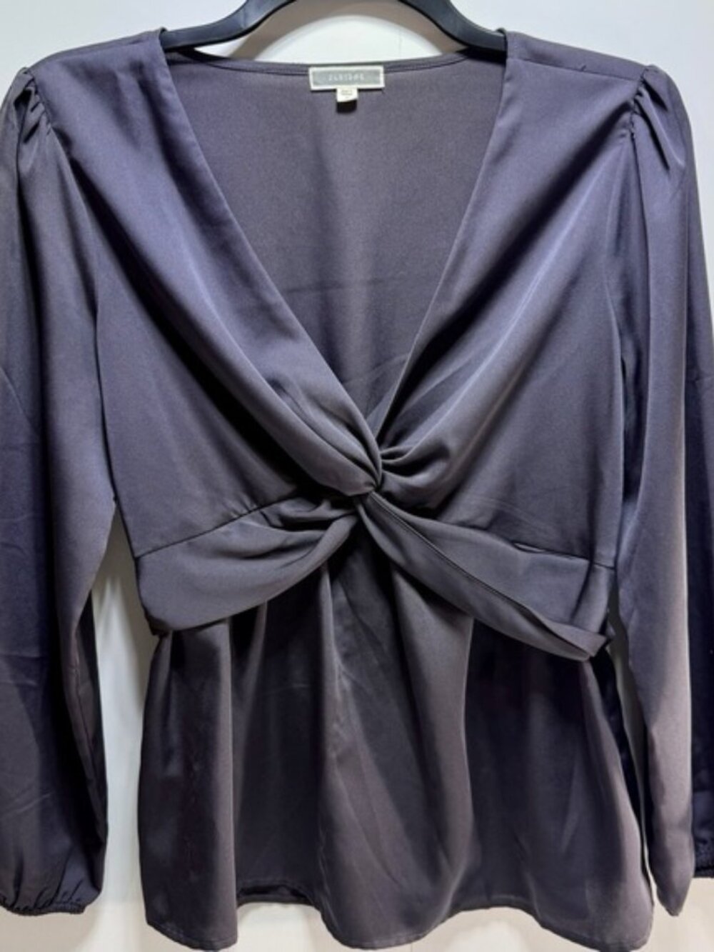 Pleione Top‎ Women's Medium Dark Charcoal Shirt Blouse Sheer